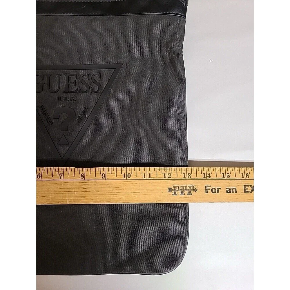 Guess Vintage Heavy Canvas Shoulder Bag Gray Black Brick Vinyl Grunge Work